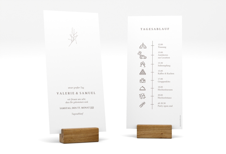 Tagesablauf Hochzeit Ivy lange Karte hoch minimalistisch mit kleiner botanischer Illustration