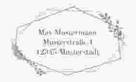Empfängeretikett Hochzeit Herbarium 63,5 x 38,1 mm rosa mit geometrischem Rahmen und Blätter-Dekor