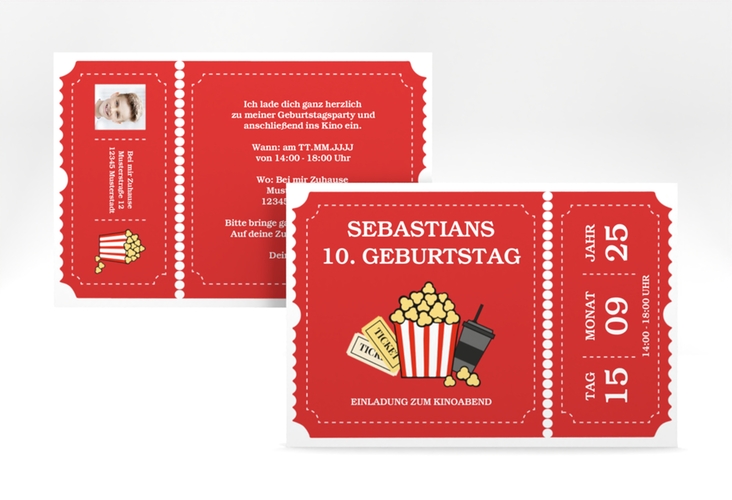 Einladungskarte Kindergeburtstag Kino A6 Karte quer