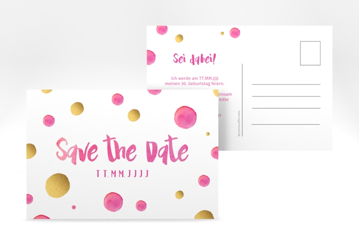 Save the Date-Postkarte Geburtstag Dots A6 Postkarte