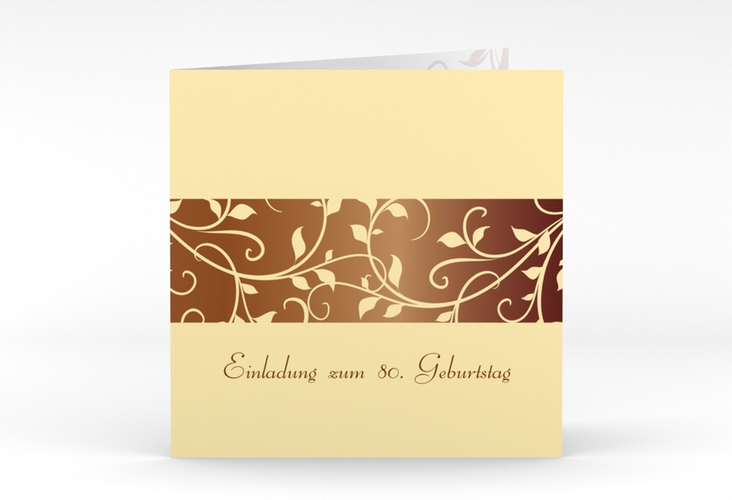 Einladung 80. Geburtstag Hermann/Hermine quadr. Klappkarte braun