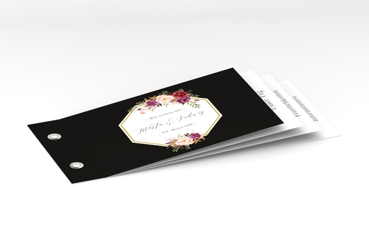 Hochzeitseinladung Prachtvoll Booklet schwarz hochglanz