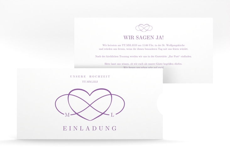 Hochzeitseinladung Infinity Einsteckkarte lila