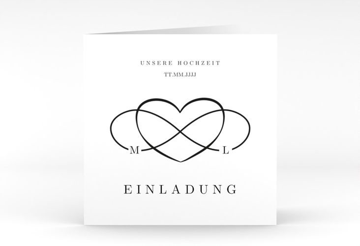 Hochzeitseinladung Infinity quadr. Klappkarte schwarz
