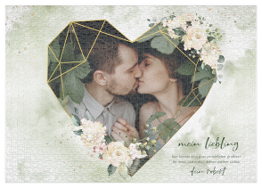 Klick: Details zu Fotopuzzle 1000 Teile "Goldherz" anzeigen Fotopuzzle 1000 Teile Goldherz 1000 Teile weiss mit romantischem Foto