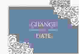 Change the Date-Karte Vintage A6 Karte quer blau mit floraler Spitze