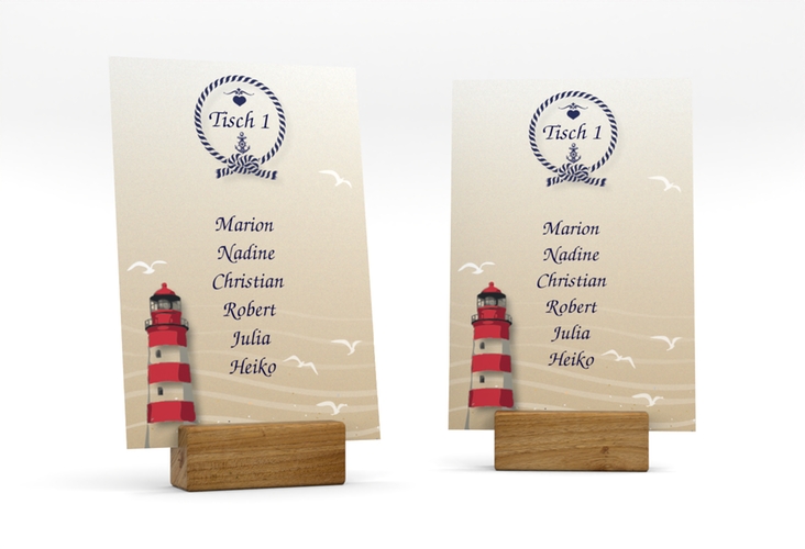 Tischaufsteller Hochzeit Sylt Tischaufsteller mit Leuchtturm