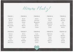 Klick: Details zu Sitzplan Leinwand Hochzeit "Sparkly" anzeigen Sitzplan Leinwand Hochzeit Sparkly 70 x 50 cm Leinwand tuerkis