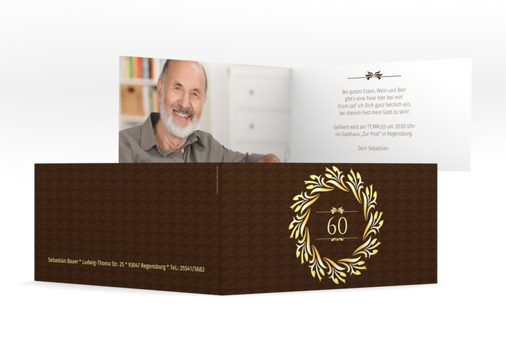 Einladung 60. Geburtstag Manfred lange Klappkarte quer