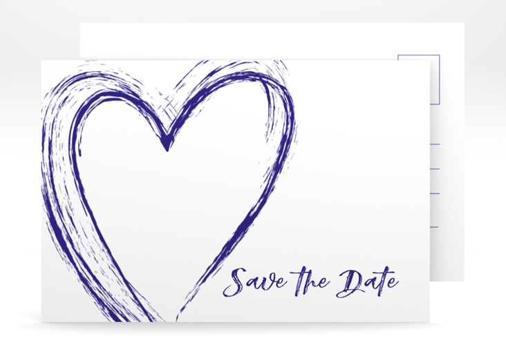 Save the Date-Postkarte Liebe A6 Postkarte blau