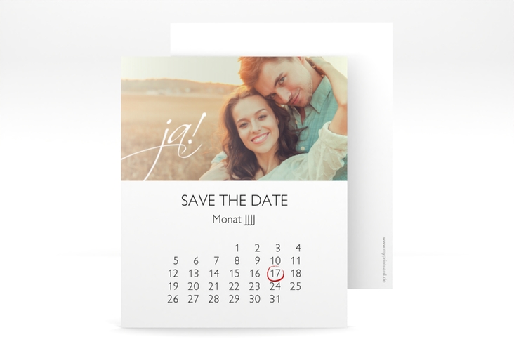 Save the Date-Kalenderblatt Clarity Kalenderblatt-Karte weiss