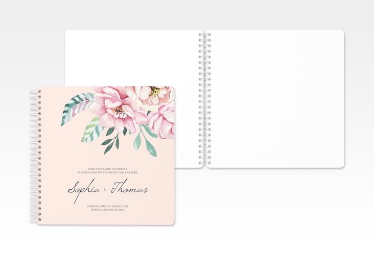 Gästebuch Hochzeit Blooming Ringbindung rosa