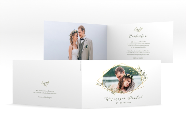 Danksagungskarte Hochzeit Acacia lange Klappkarte quer weiss hochglanz