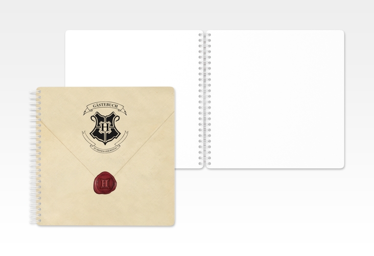 Gästebuch Geburtstag Zauberei Ringbindung beige