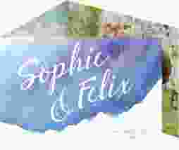 Hochzeitseinladung Aquarella A6 Doppel-Klappkarte blau