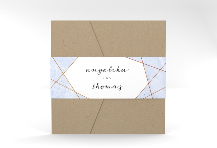 Hochzeitseinladung Asymmetry Pocketfold blau hochglanz