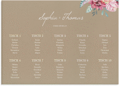 Klick: Details zu Sitzplan Leinwand Hochzeit "Blooming" anzeigen Sitzplan Leinwand Hochzeit Blooming 70 x 50 cm Leinwand Kraftpapier