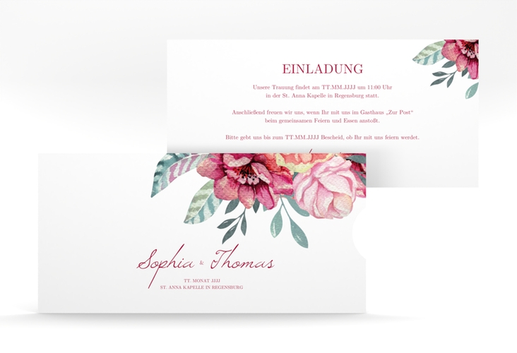 Hochzeitseinladung Blooming Einsteckkarte weiss