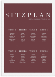 Klick: Details zu Sitzplan Leinwand Hochzeit "Simply" anzeigen Sitzplan Leinwand Hochzeit Simply 50 x 70 cm Leinwand rot
