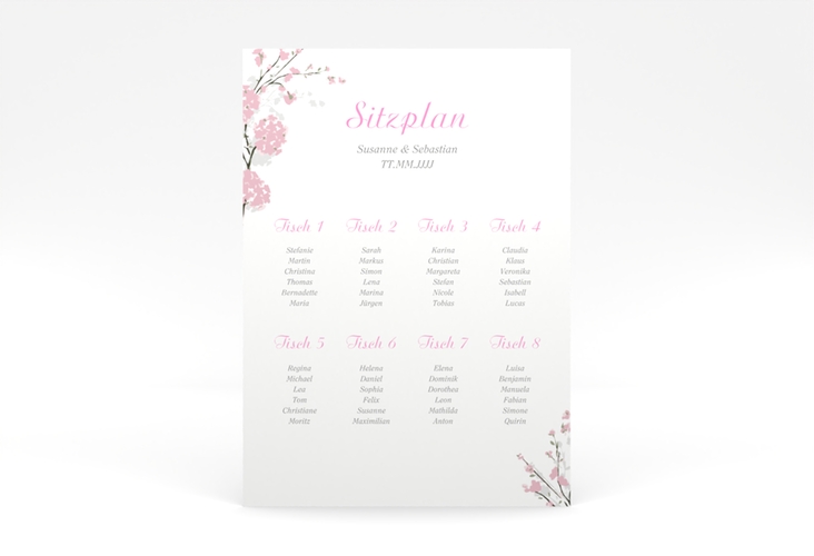 Sitzplan Poster Hochzeit Salerno 50 x 70 cm Poster rosa