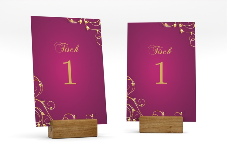 Tischnummer Hochzeit Eternity Tischaufsteller pink hochglanz