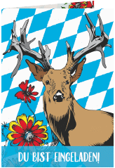 Klick: Details zu Einladung 80. Geburtstag "Platzhirsch" anzeigen Einladung 80. Geburtstag Platzhirsch A6 Klappkarte hoch blau