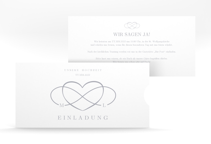 Hochzeitseinladung Infinity Einsteckkarte grau hochglanz