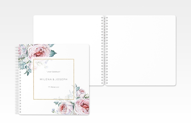Gästebuch Hochzeit Embrace Ringbindung weiss