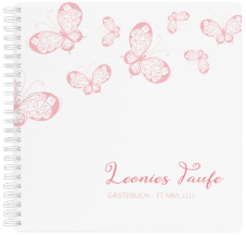 Gästebuch Taufe Protection Ringbindung rosa