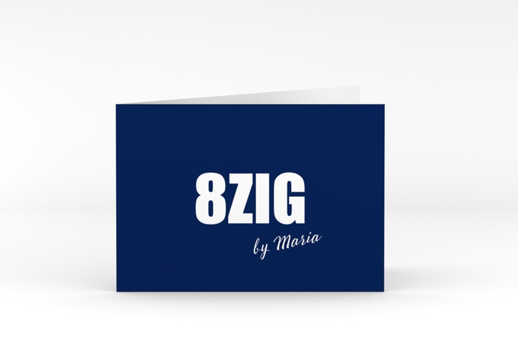 Einladung 80. Geburtstag Zig A6 Klappkarte quer blau