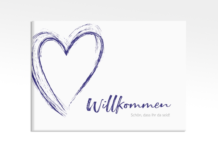 Willkommensschild Leinwand Liebe 70 x 50 cm Leinwand blau