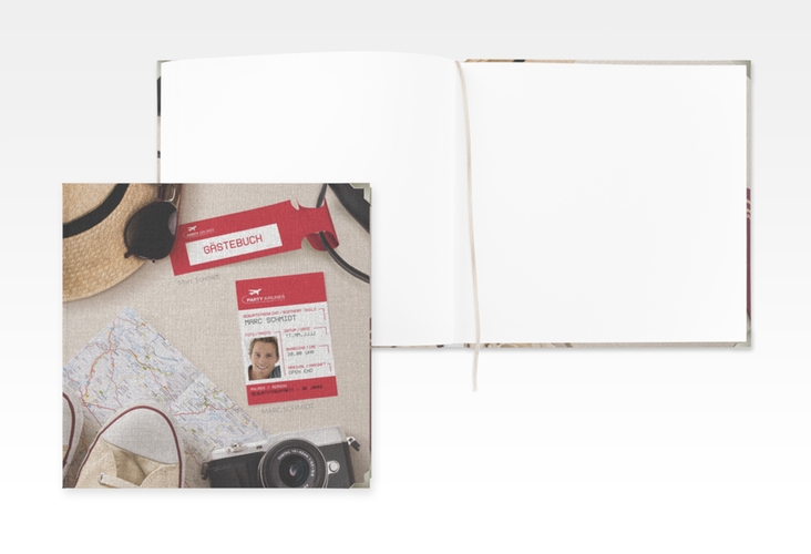 Gästebuch Selection Geburtstag Boardingpass Leinen-Hardcover rot