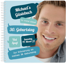 Gästebuch Geburtstag Whatsup Ringbindung blau