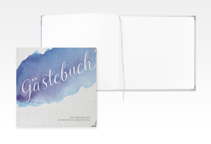 Gästebuch Selection Geburtstag Aquarell Leinen-Hardcover blau