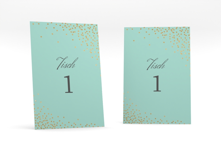 Tischnummer Hochzeit Glitter Tischaufsteller mint hochglanz