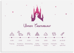Klick: Details zu Tagesablauf Leinwand Hochzeit "Castle" anzeigen Tagesablauf Leinwand Hochzeit Castle 70 x 50 cm Leinwand pink