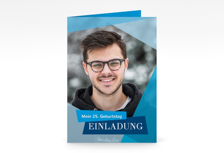 Einladung Geburtstag Shapes A6 Klappkarte hoch