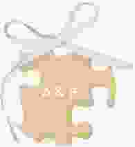 Geschenkanhänger Hochzeit Puzzle Geschenkanhänger, rund beige