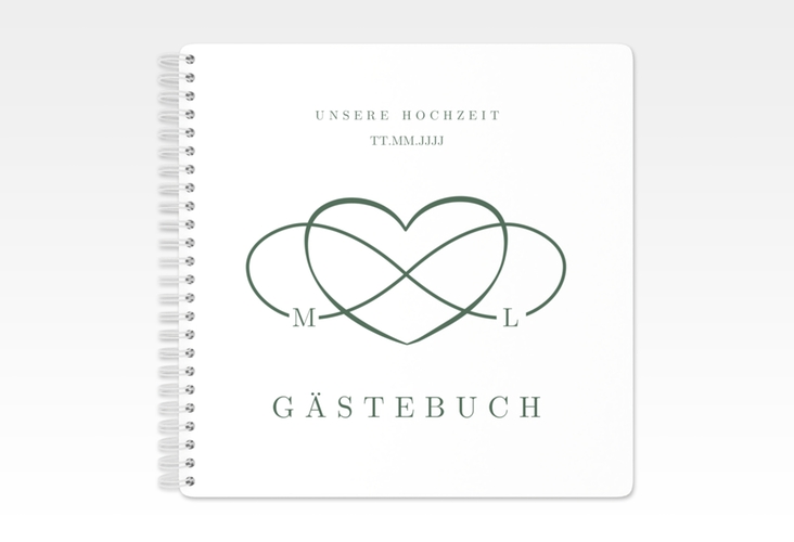 Gästebuch Hochzeit Infinity Ringbindung gruen