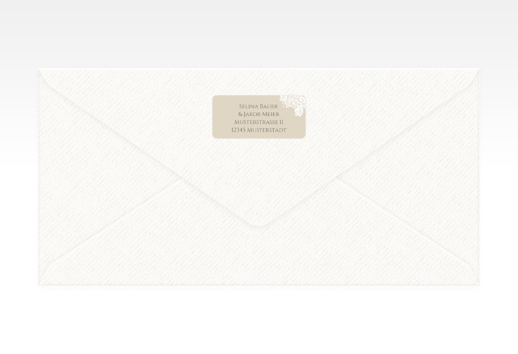Absenderetikett Hochzeit Vintage 45,7 x 21,2 mm beige mit floraler Spitze