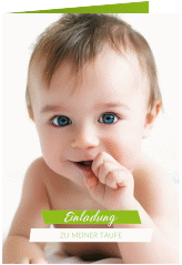 Einladung Taufe Happiness A6 Klappkarte hoch gruen