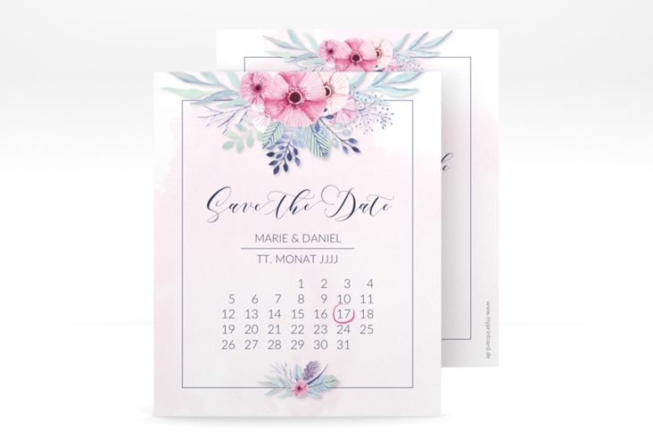 Save the Date-Kalenderblatt Surfinia Kalenderblatt-Karte rosa