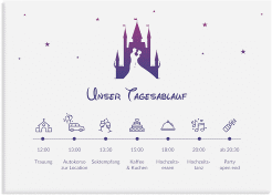Klick: Details zu Tagesablauf Leinwand Hochzeit "Castle" anzeigen Tagesablauf Leinwand Hochzeit Castle 70 x 50 cm Leinwand lila