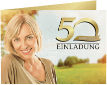 Einladung 50. Geburtstag Golden A6 Klappkarte quer gold