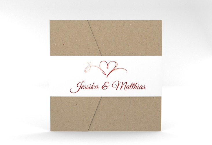 Hochzeitseinladung Envie Pocketfold rot hochglanz