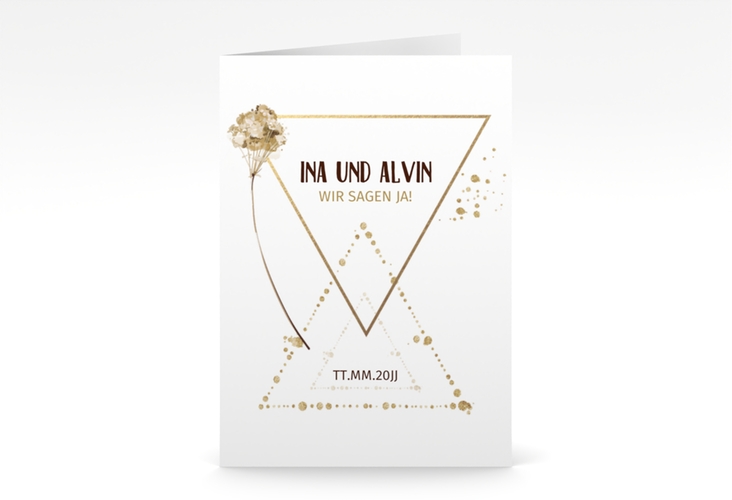 Einladungskarte Hochzeit Triangle A6 Klappkarte hoch weiss hochglanz