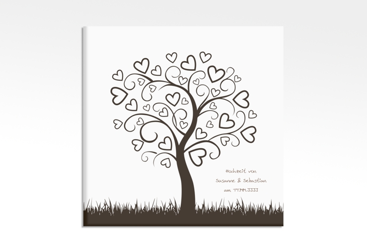 Wedding Tree Leinwand Hochzeitsbaum William (bis 100 Gäste) 30 x 30 cm braun