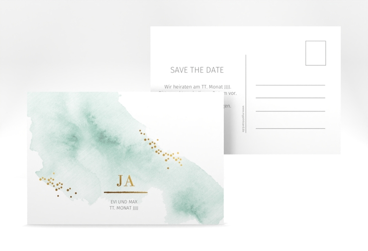 Save the Date-Postkarte Pastell A6 Postkarte mint