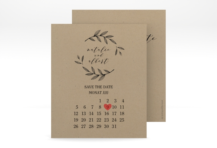 Save the Date-Kalenderblatt Naturelove Kalenderblatt-Karte schwarz hochglanz