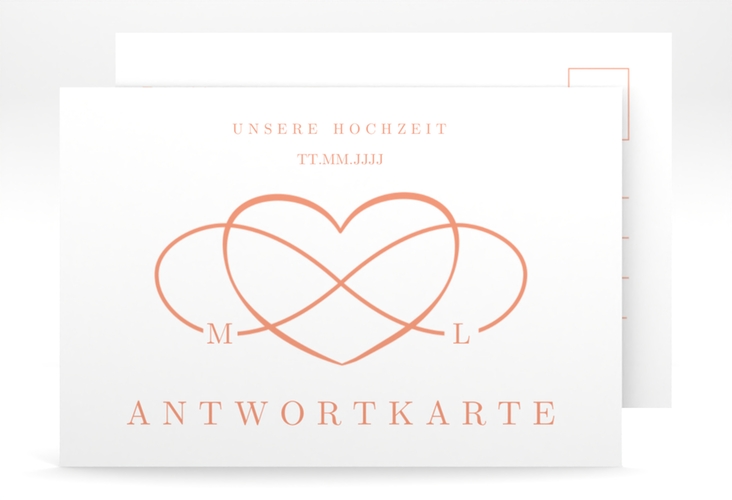 Antwortkarte Hochzeit Infinity A6 Postkarte apricot hochglanz